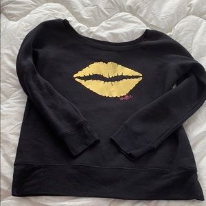EUC sz Large black wide neck sweatshirt
